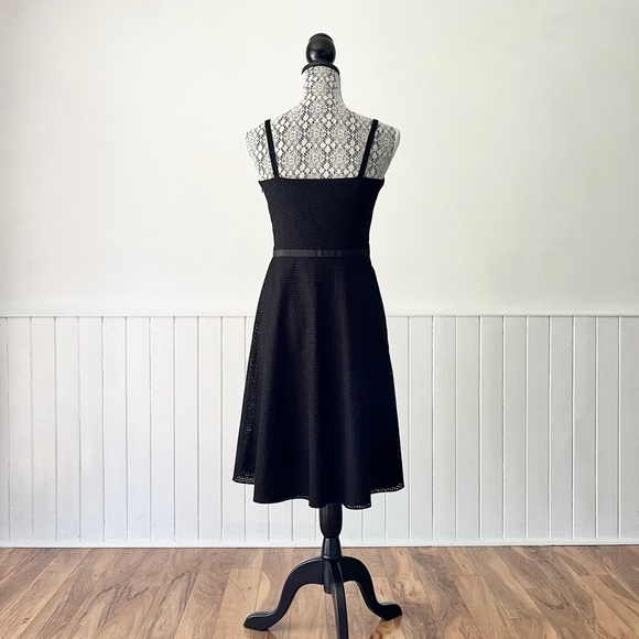 Ann Taylor Loft Black Eyelet Fit & Flare Dress Size 4 - Picture 7 of 12